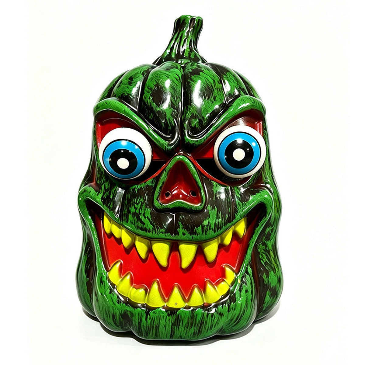 Green scary pumpkin with LED eyes