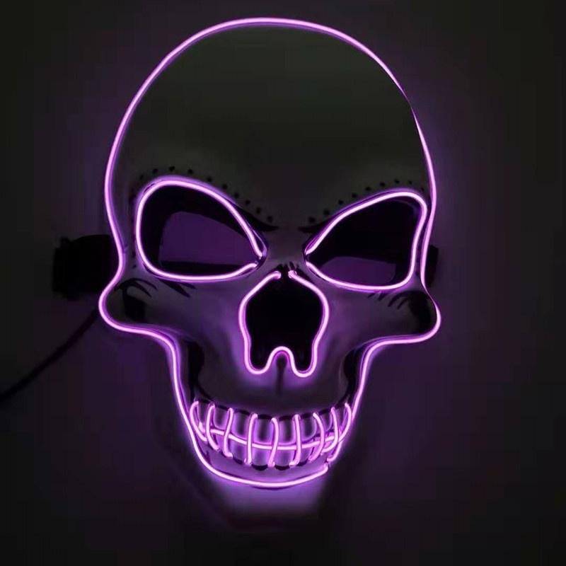 Purple LED skull mask glowing
