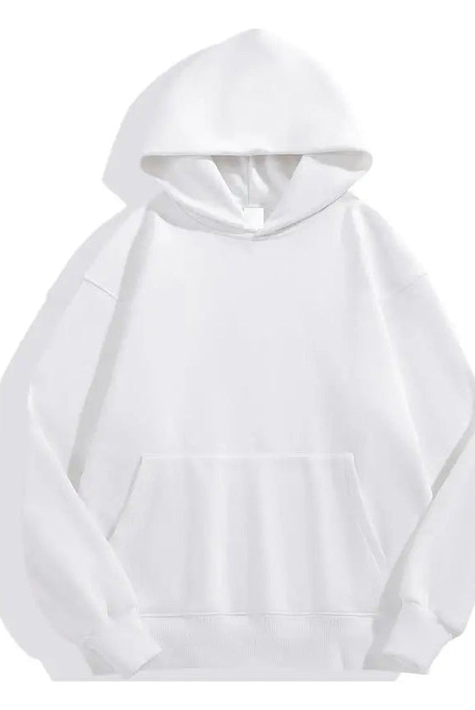 Men's heavyweight cotton hoodie in white, front view