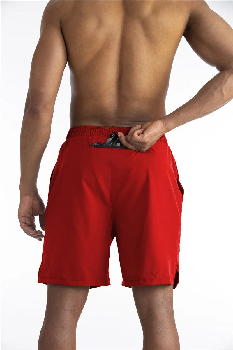 2-in-1 Shorts | Pockets | Workout | Running Shorts | Men's Shorts-Sportbroek man-Chaps London-Red-S-Chaps London