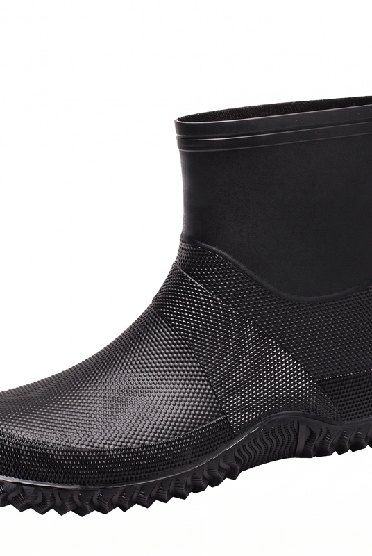 Black rubber ankle boot for men, side view