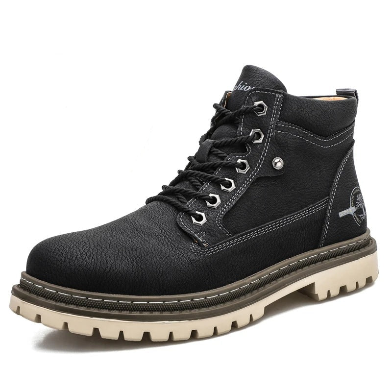 Ankle Boots - Men's Non Slip Lace Up Work Boots-Men Shoes-Chaps London-Black-UK 5-Chaps London