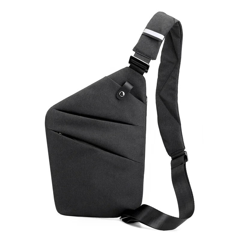 Anti-Theft Bag - Men's Slim Anti-Theft Crossbody Bag with Adjustable Strap-Shoulder Bags-Chaps London-Black-Right Shoulder-Chaps London