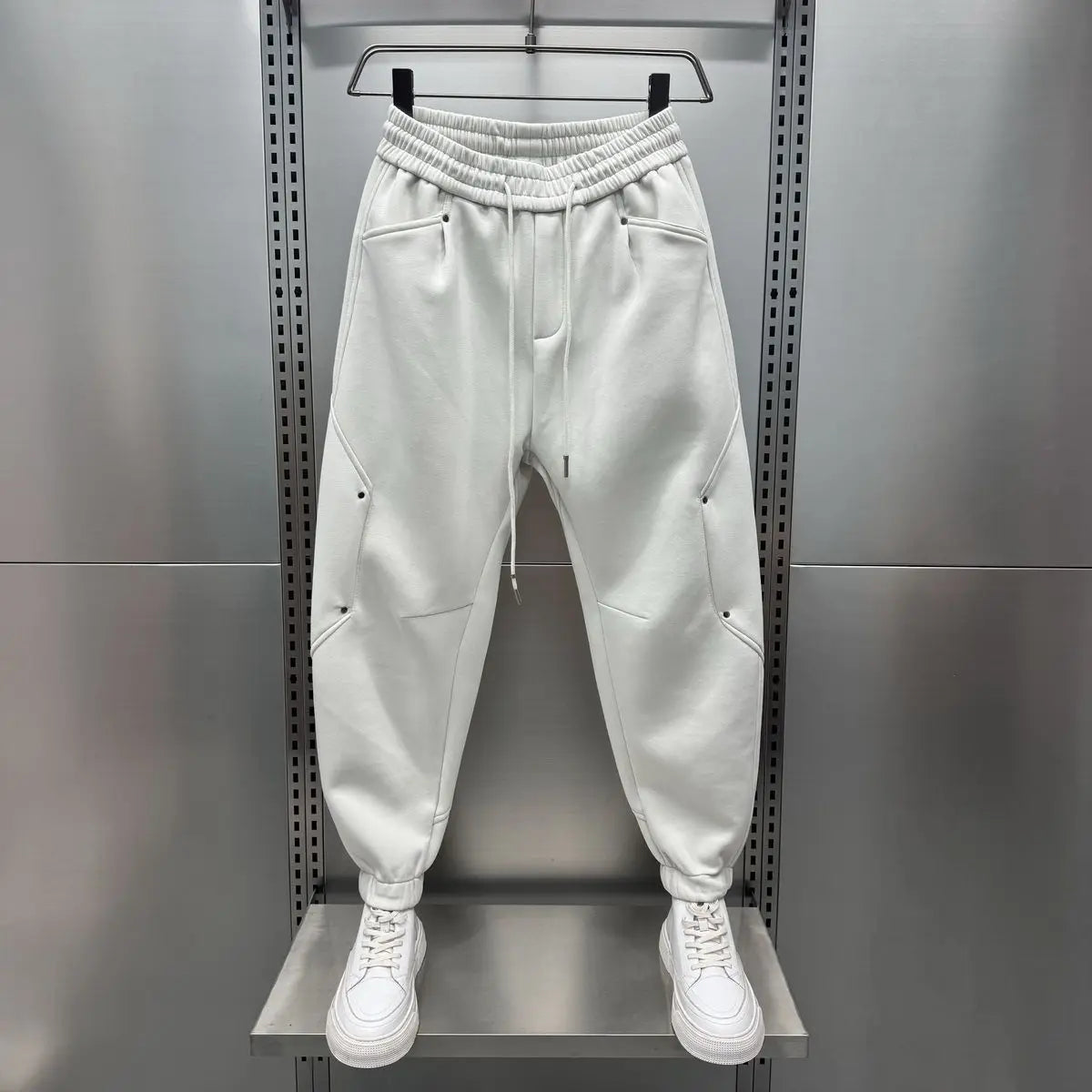 Baggy Joggers - Men's Elastic Waist Comfy Joggers-Joggers-Chaps London-Beige-S-Chaps London