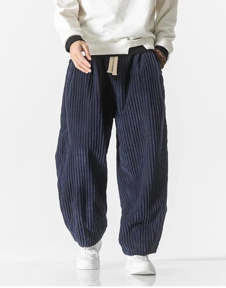 Baggy Pants - Drawstring - Loose Fit - Corduroy Pants - Men's Pants-Men Trousers-Chaps London-Chaps London