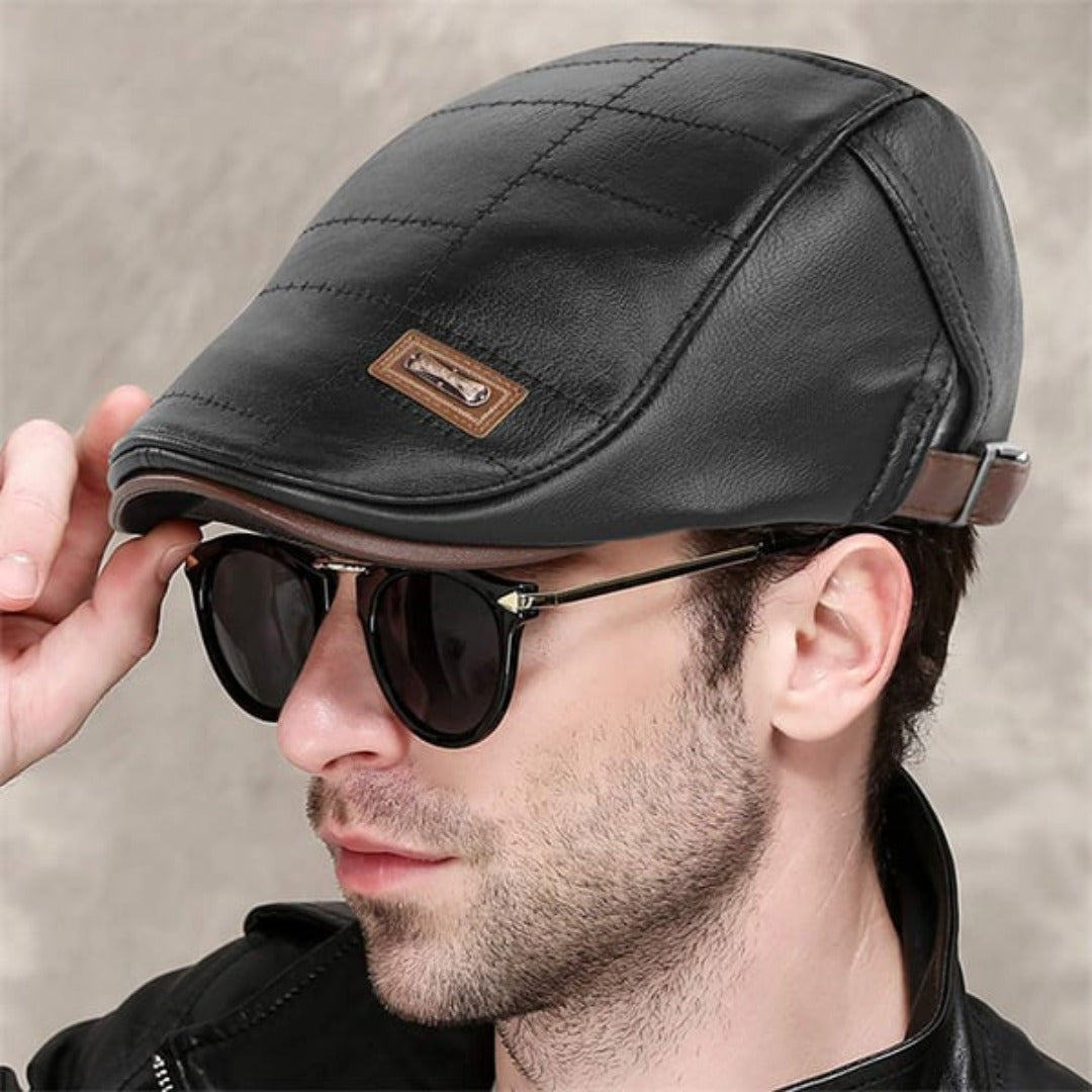 Beret - Leather - Paddy Cap - Flat Cap - Men's Hats-Leather Beret-Chaps London-Chaps London
