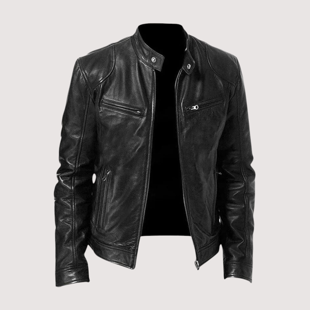 Biker Jacket - Men's Regular Fit Vegan Leather-Men's Leather Jacket-Chaps London-Black-S-Chaps London