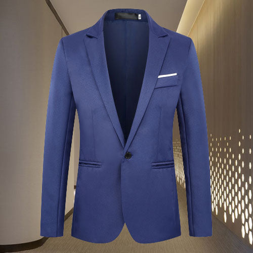 Blazer - Men's Formal Tailored Single Breasted Suit Jacket-Fashion Casual Blazer-Chaps London-Navy Blue-M-Chaps London
