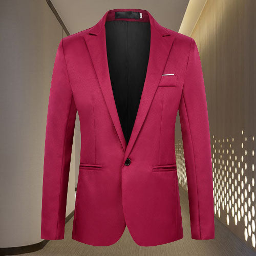 Blazer - Men's Formal Tailored Single Breasted Suit Jacket-Fashion Casual Blazer-Chaps London-Red-M-Chaps London