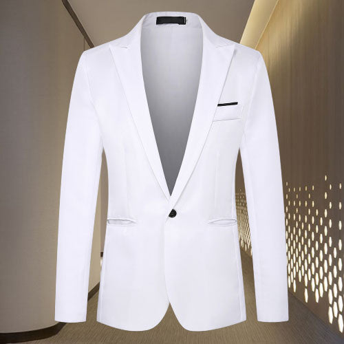Blazer - Men's Formal Tailored Single Breasted Suit Jacket-Fashion Casual Blazer-Chaps London-White-M-Chaps London