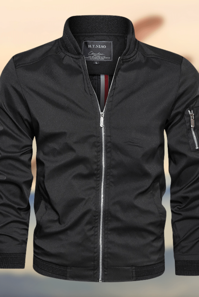 Bomber Jacket - Lightweight Zippered Harrington Jacket for Men-Jackets-Chaps of London-Black-S-Chaps of London