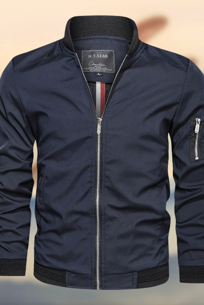 Bomber Jacket - Lightweight Zippered Harrington Jacket for Men-Jackets-Chaps of London-Blue-S-Chaps of London