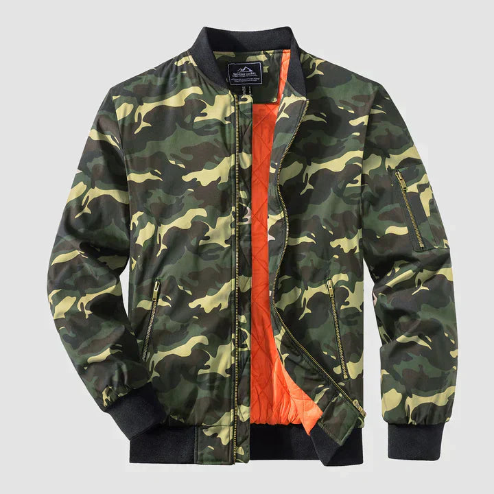 Bomber Jacket | Zip-Up | Lightweight | Windproof Jacket | Men's Jacket-Chaps London-Green Camouflage-S-Chaps London
