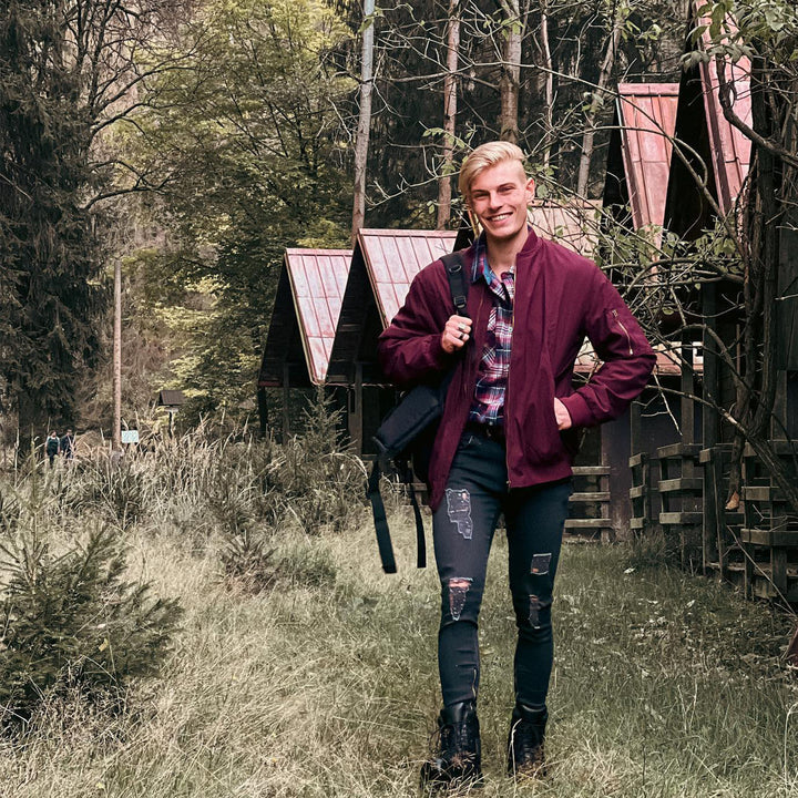 Bomber Jacket | Zip-Up | Lightweight | Windproof Jacket | Men's Jacket-Chaps London-Wine-S-Chaps London