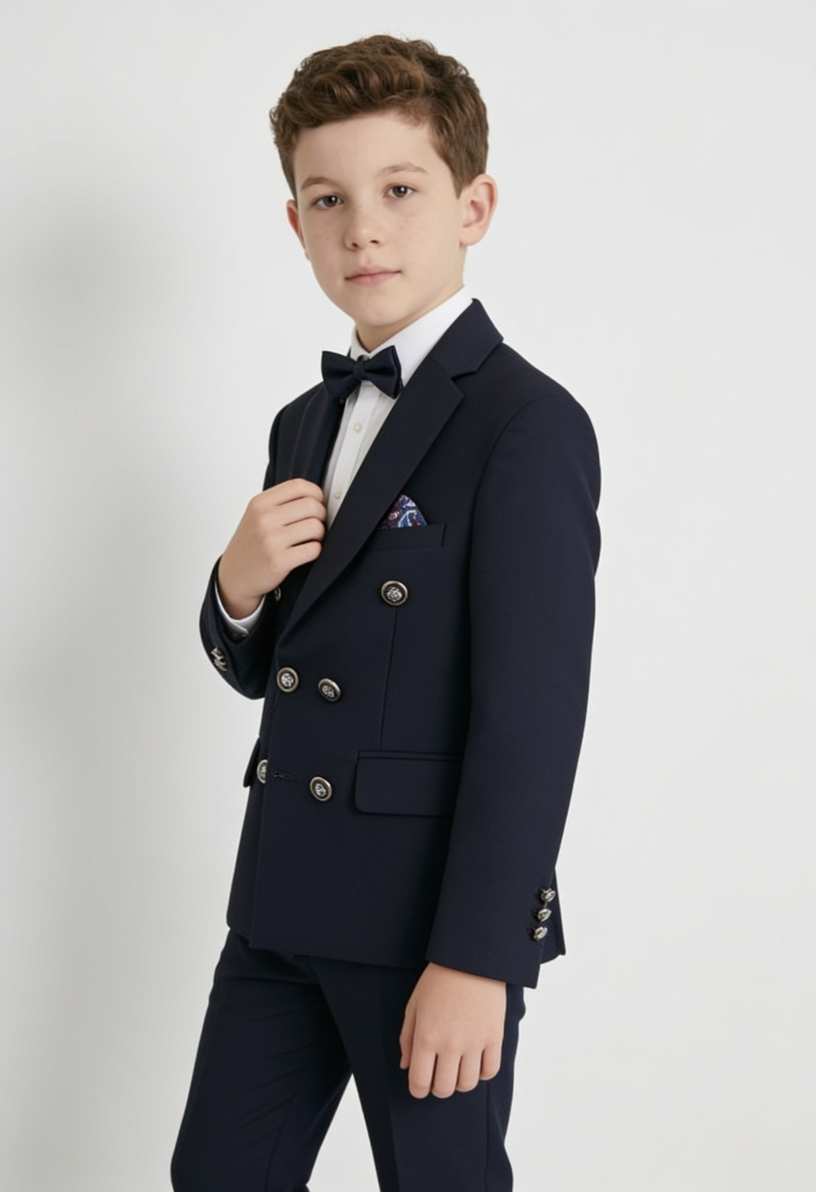 Boys Blazer | Navy Textured | Double Breasted | Slim Fit-Boys Blazer-Chaps London-Chaps London
