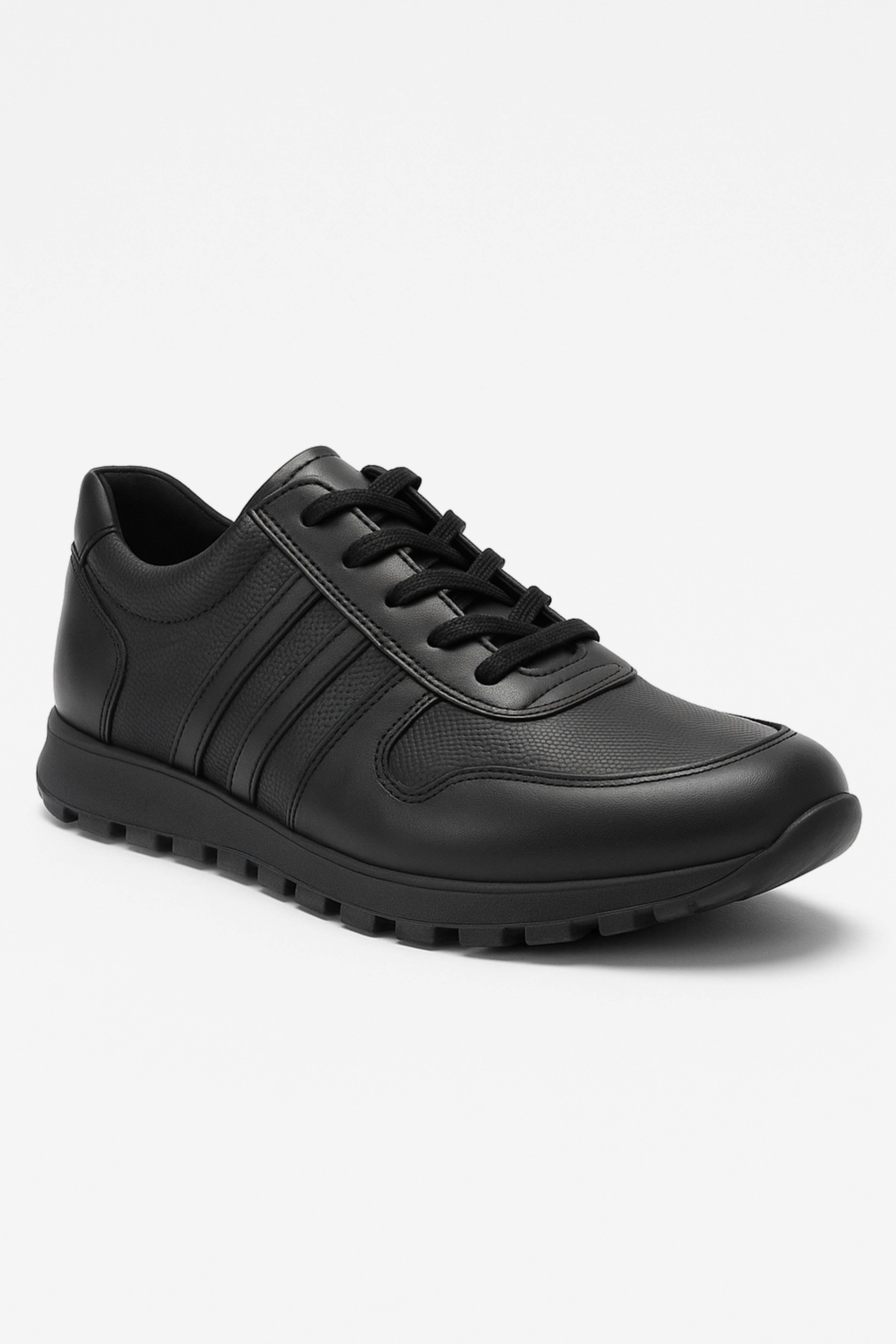 Boys School Shoes | Black Leather | Lace Up School Trainers-Shoes-Chaps London-Black-Child 8-Chaps London