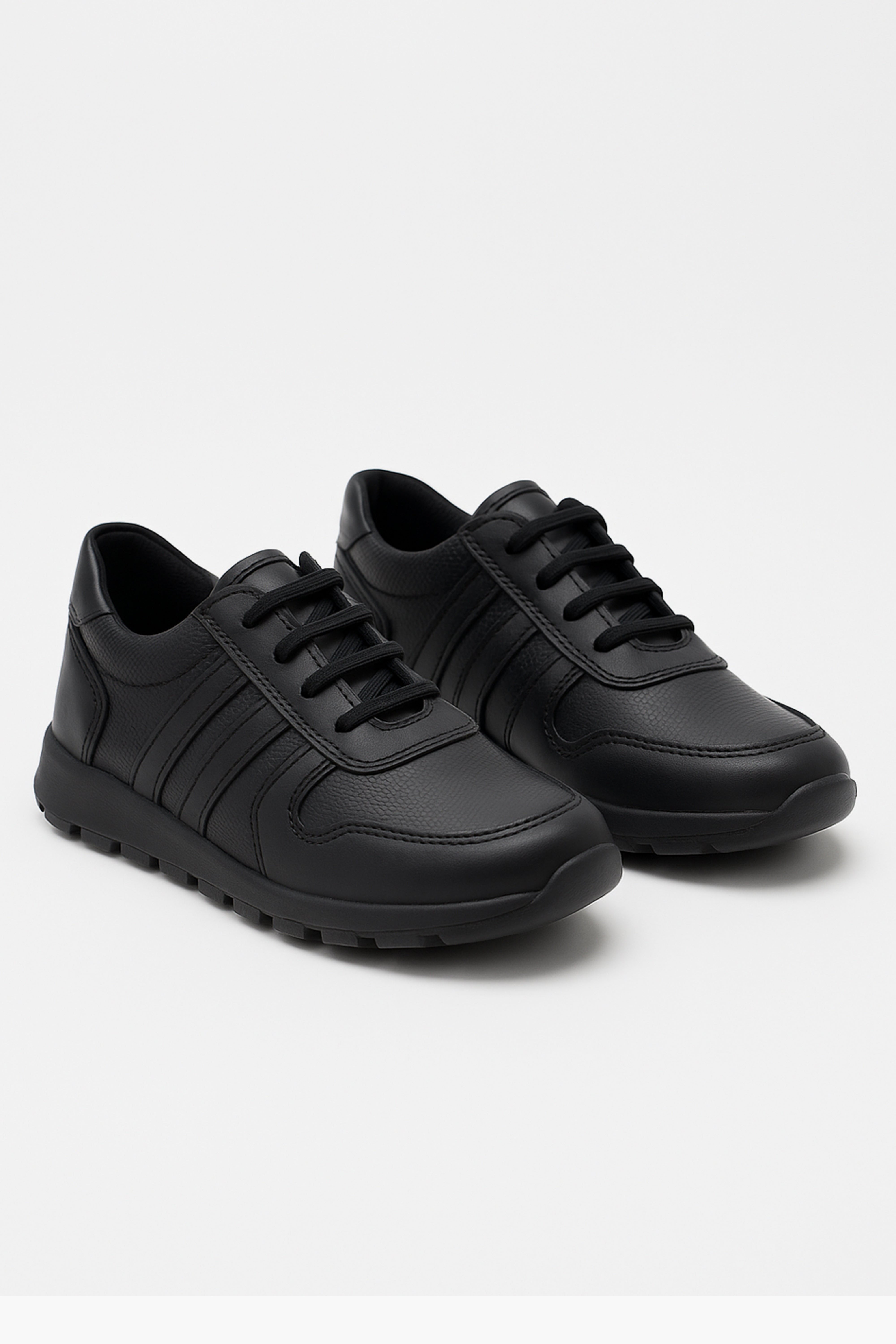 Boys School Shoes | Black Leather | Lace Up School Trainers-Shoes-Chaps London-Chaps London