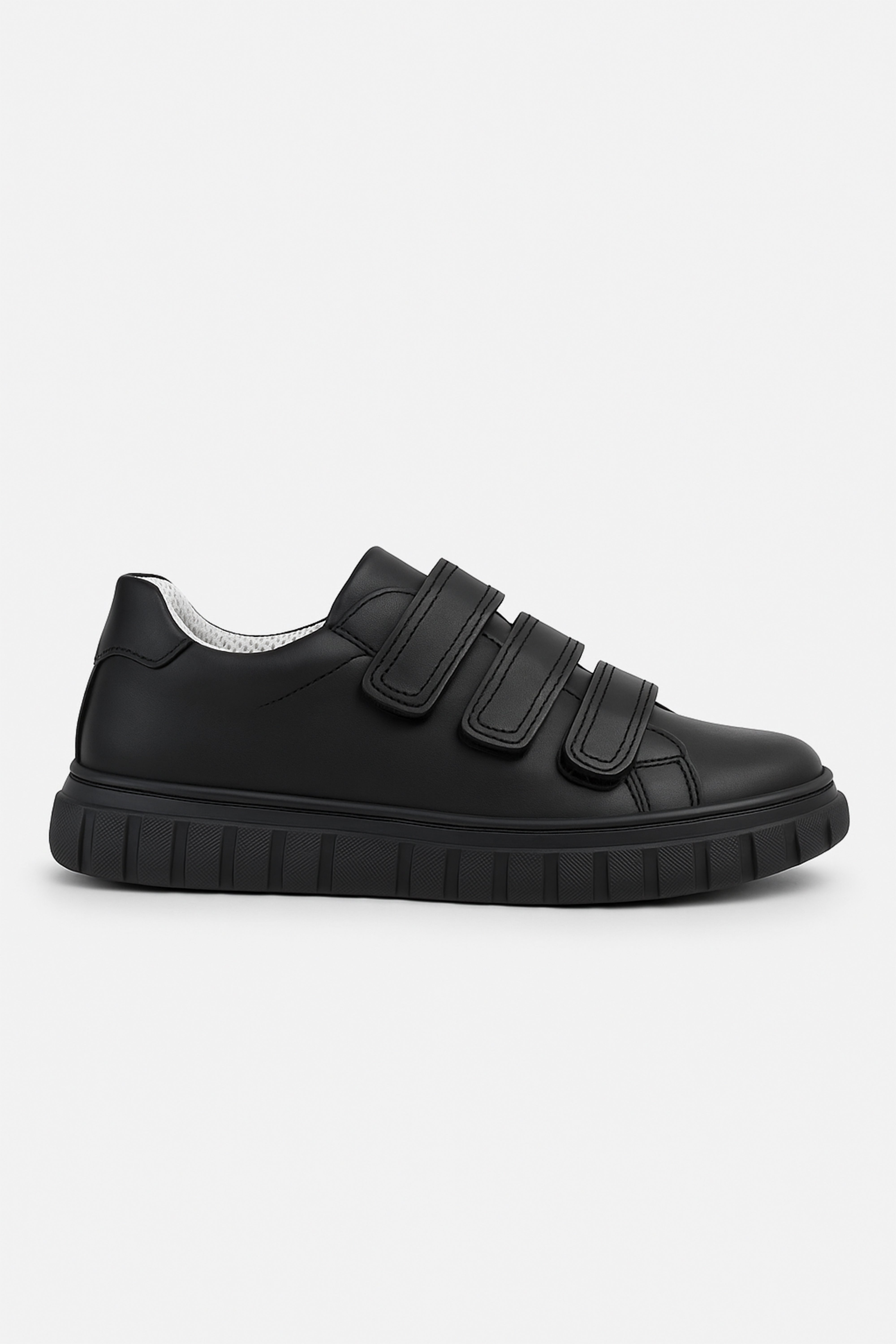 Boys School Shoes | Black Leather | Triple Strap School Trainers-Shoes-Chaps London-Chaps London