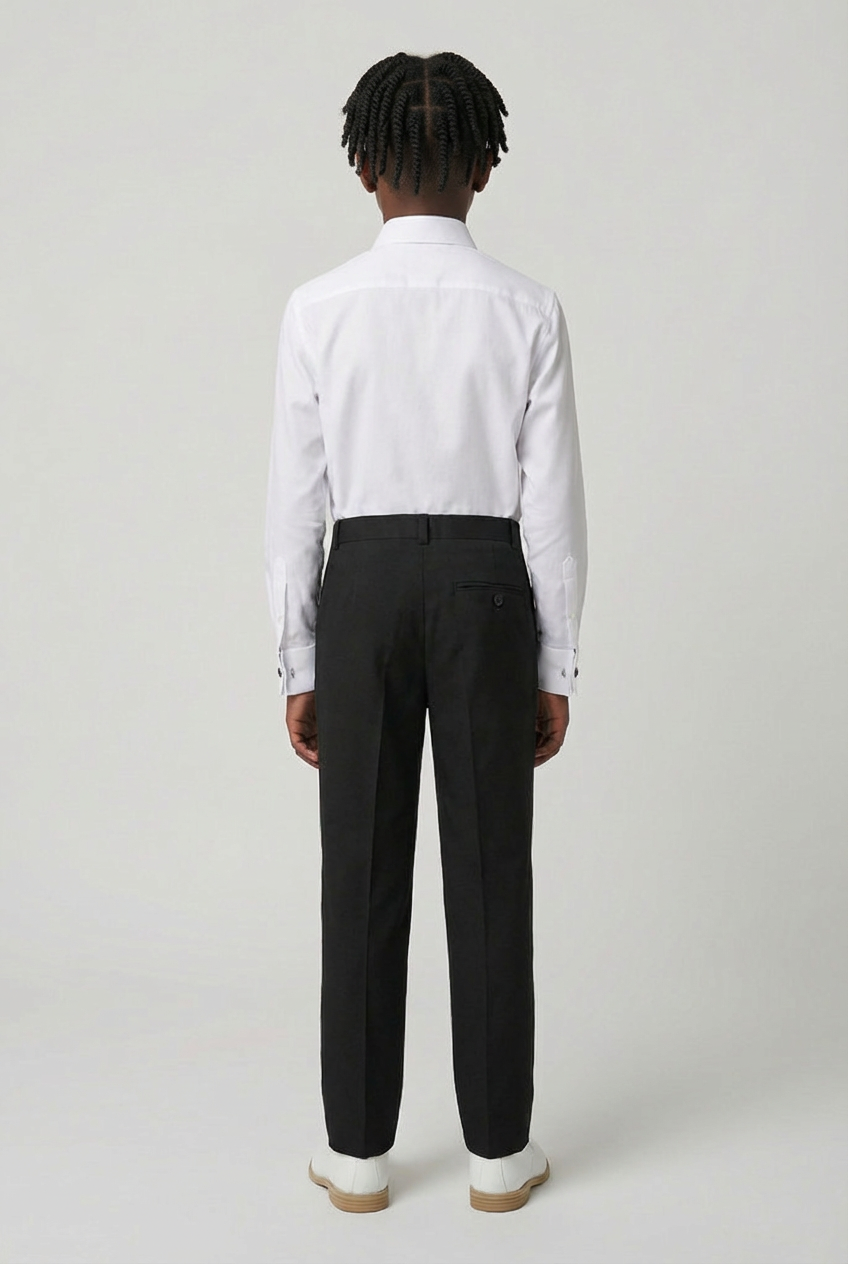 Boys School Trousers | Black Slim Fit | Adjustable Waist-Boys Trousers-Chaps London-Chaps London