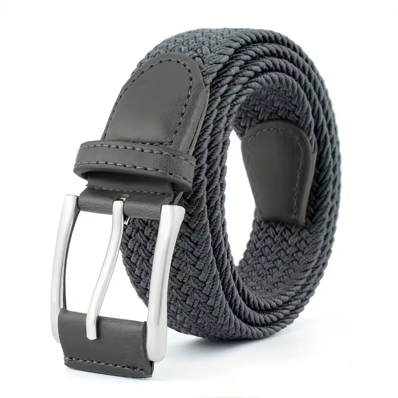Braided Belt - Men's Woven Stretch Pin Buckle-Belt-Chaps London-Dark Grey-Chaps London