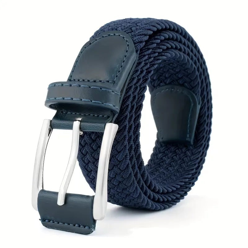 Braided Belt - Men's Woven Stretch Pin Buckle-Belt-Chaps London-Navy-Chaps London