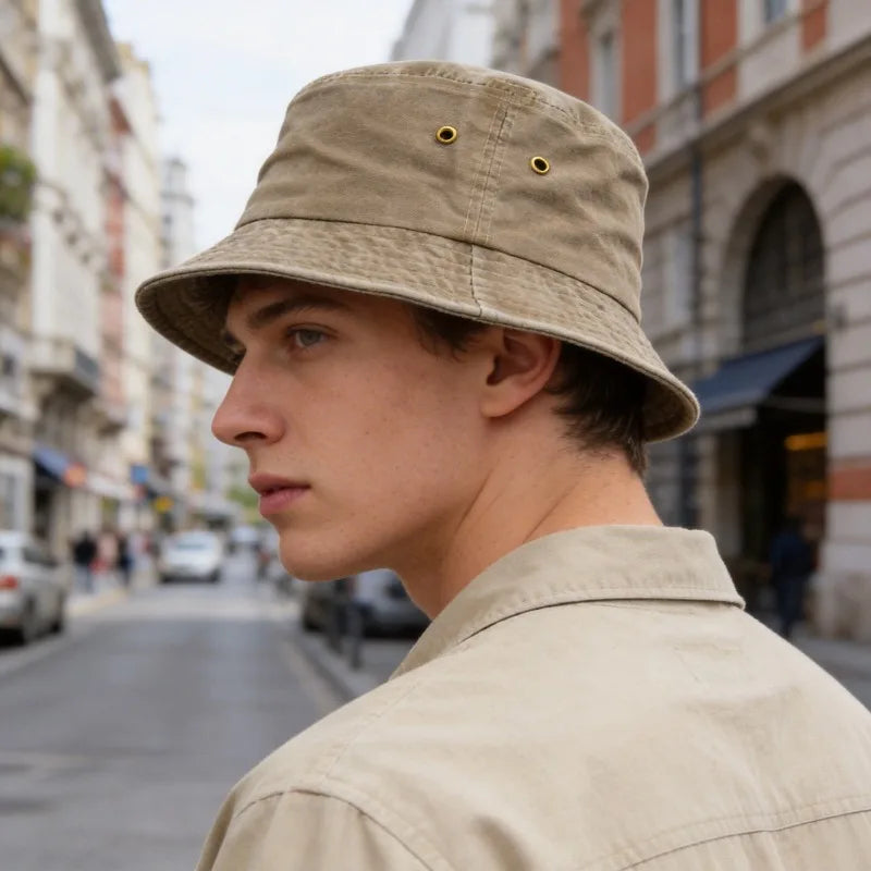 Bucket Hat - Men's Washed Cotton Wide Brim-Bucket Hat-Chaps London-Chaps London