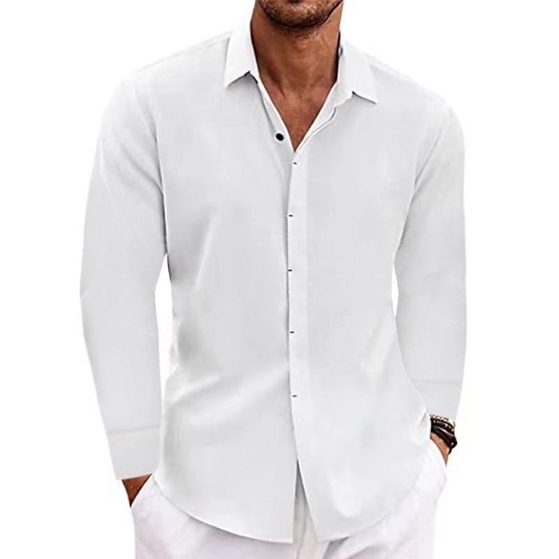 Button-Up Shirt - Long Sleeve - Regular Fit - Collared Shirt - Shirts for Men-Men's Top-Chaps London-White-S-Chaps London