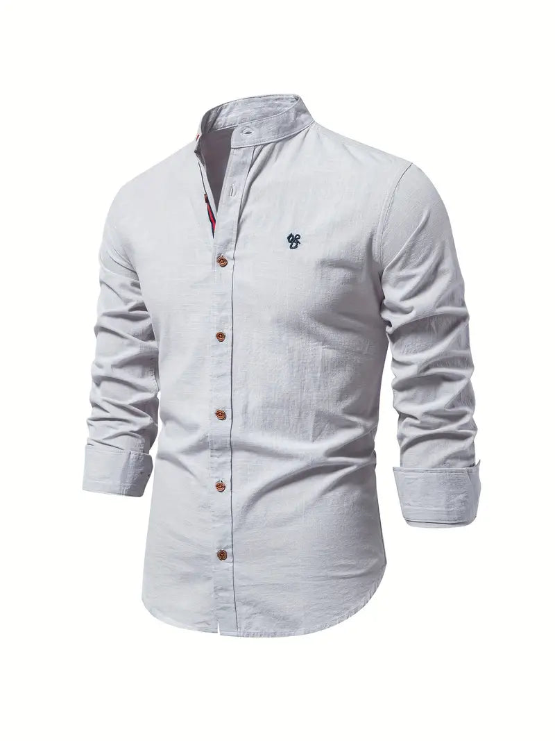 Button-Up Shirt | Slim Fit | Lightweight | Long Sleeve Shirt | Men's Shirt-Chaps London-Gray-XS-Chaps London