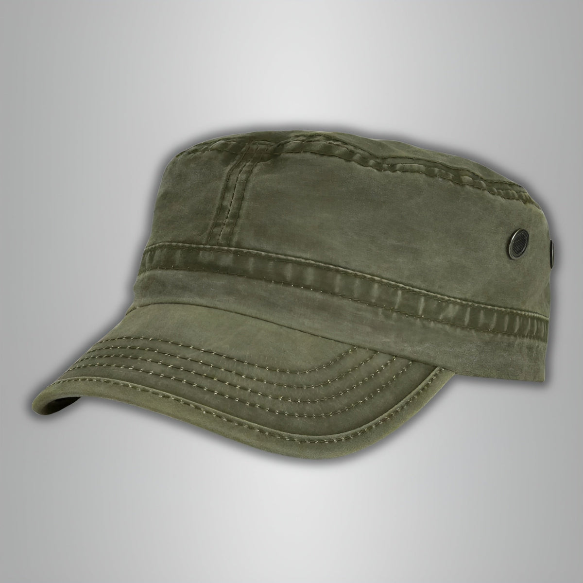 Cadet Cap - Men's Square Army Green Military Cap-Military Cap-Chaps London-Green-Chaps London