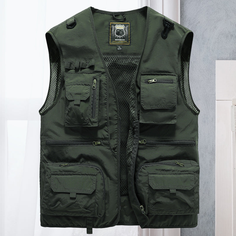Cargo Gilet - Tactical Zip Up Men's Work Gilet-Men's Cargo Vest-Chaps London-Army Green-S-Chaps London