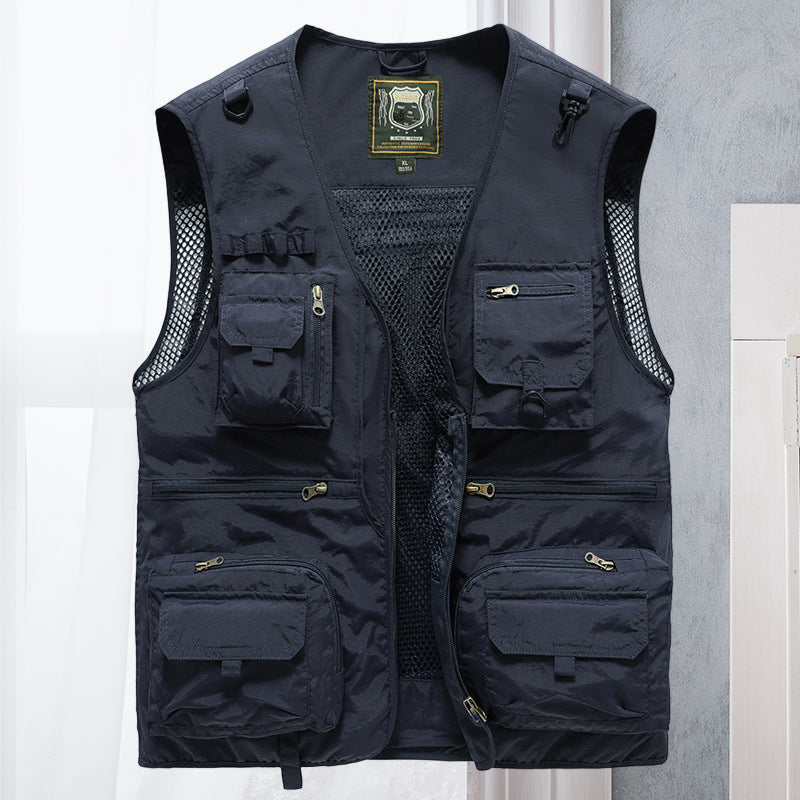 Cargo Gilet - Tactical Zip Up Men's Work Gilet-Men's Cargo Vest-Chaps London-Dark Blue-S-Chaps London