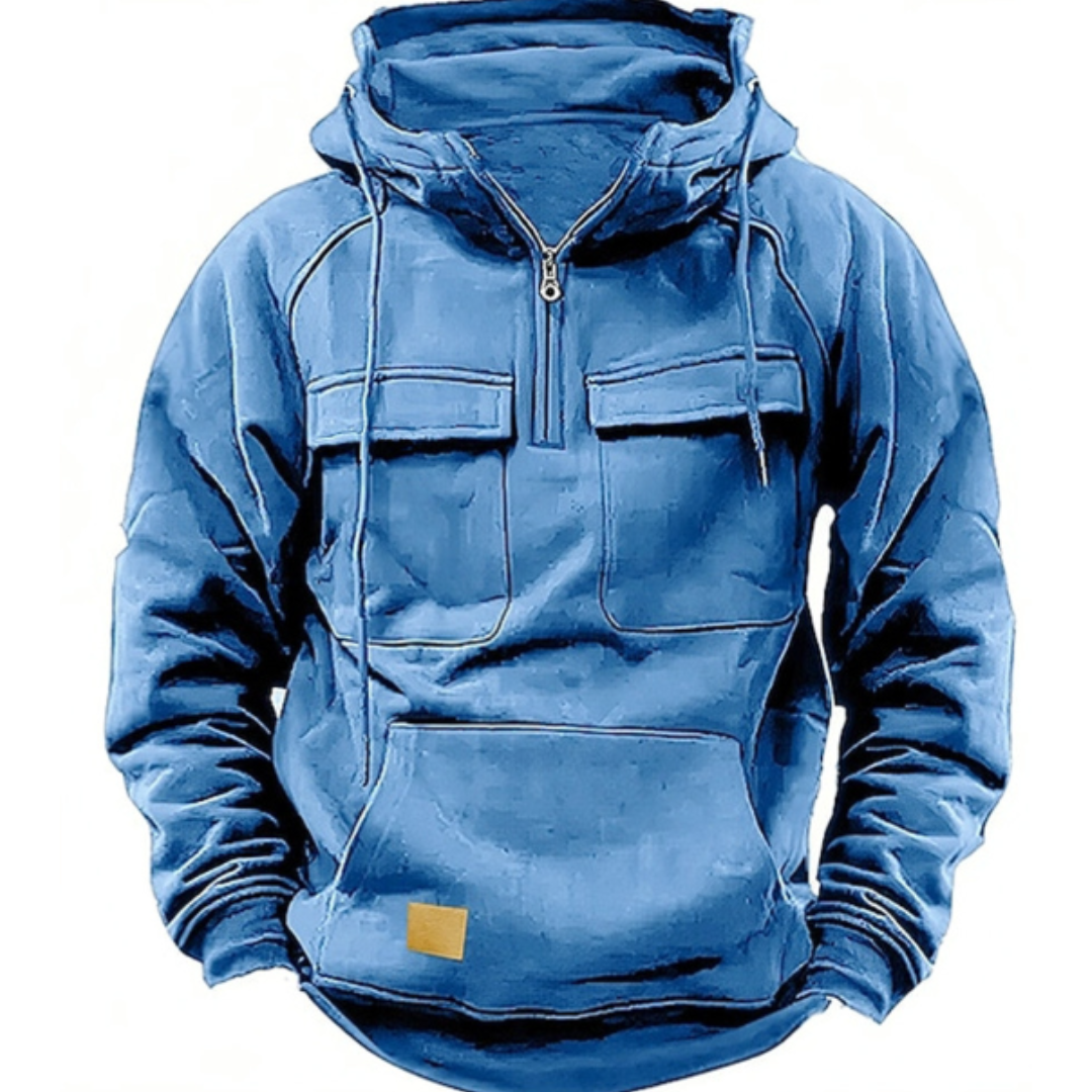 Cargo Hoodie - Men's Warm Cozy Casual Pullover Hoodie-New Arrivals-Chaps London-Blue-S-Chaps London