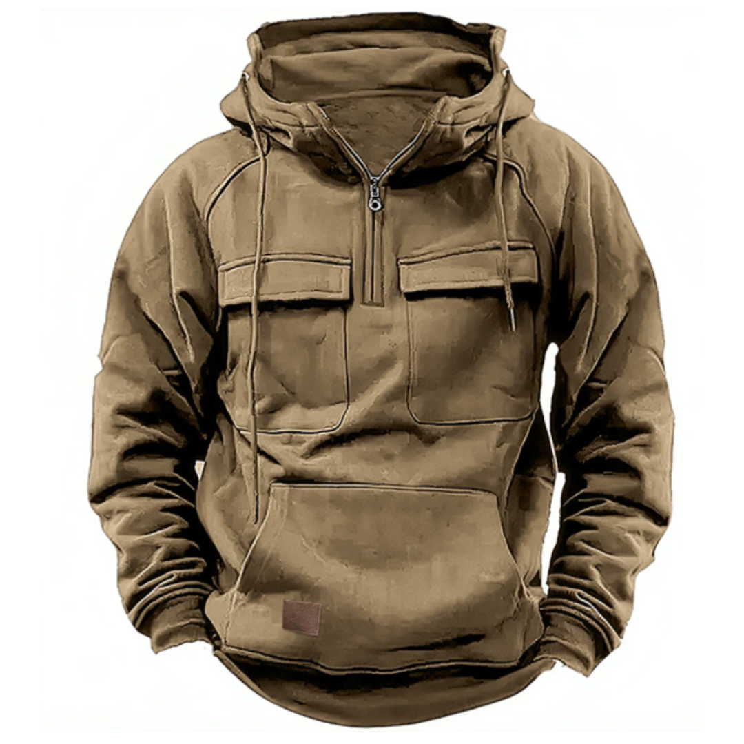 Cargo Hoodie - Men's Warm Cozy Casual Pullover Hoodie-New Arrivals-Chaps London-Brown-S-Chaps London