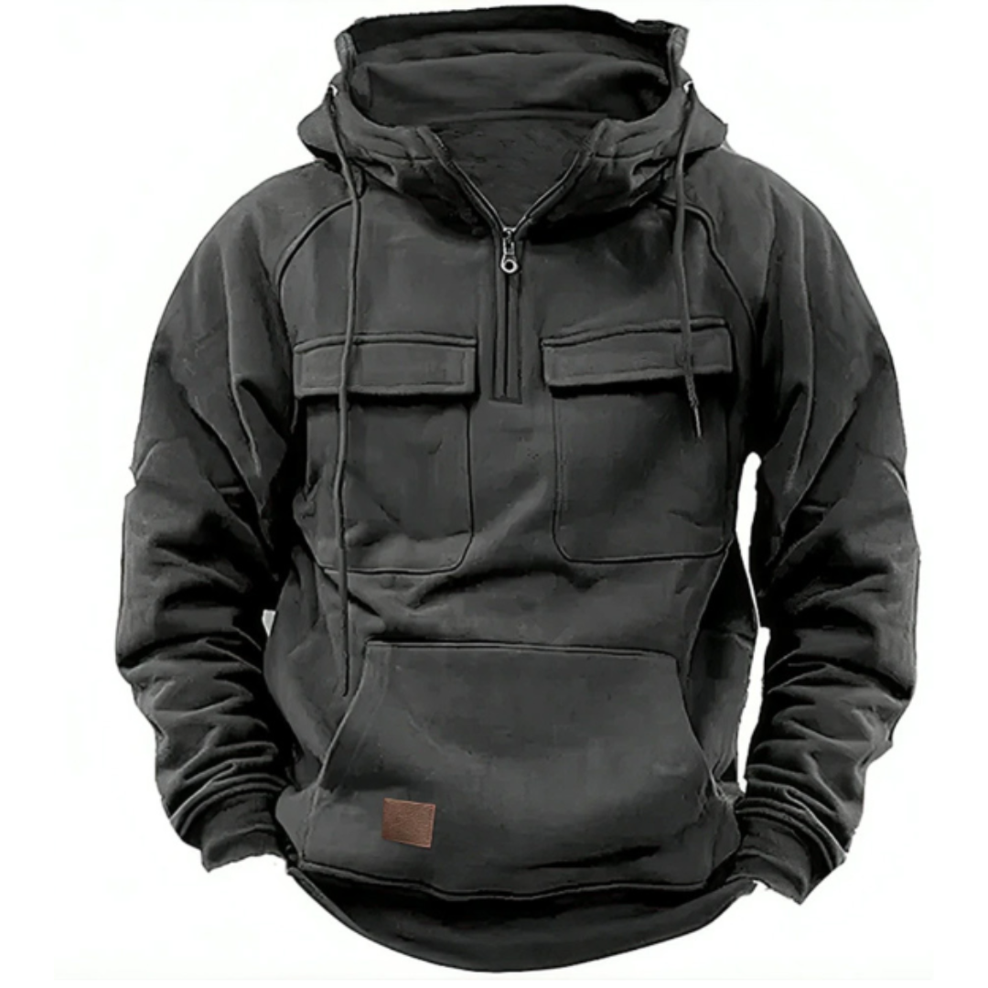 Cargo Hoodie - Men's Warm Cozy Casual Pullover Hoodie-New Arrivals-Chaps London-Grey-S-Chaps London