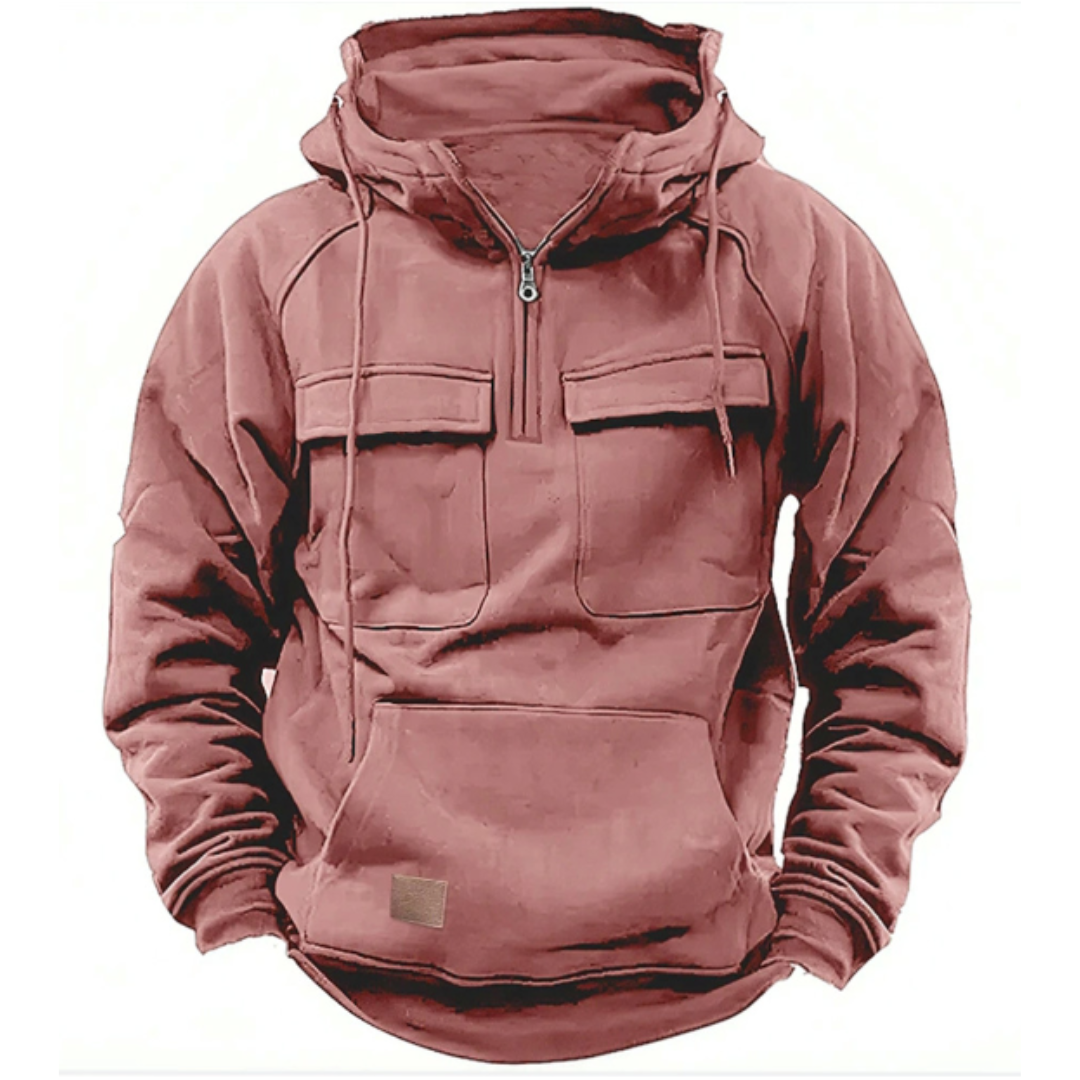 Cargo Hoodie - Men's Warm Cozy Casual Pullover Hoodie-New Arrivals-Chaps London-Red-S-Chaps London