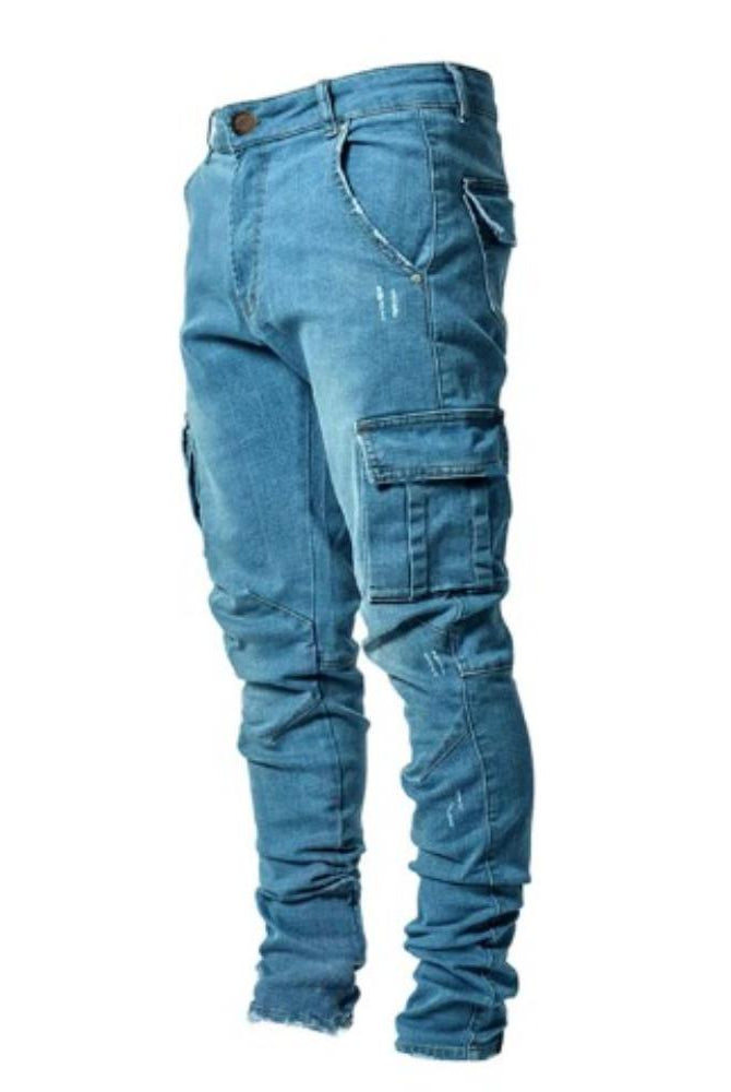 Cargo Jeans - Rugged - Regular Fit - Cargo Pants - Men's Jeans-Chaps London-Blue-S-Chaps London