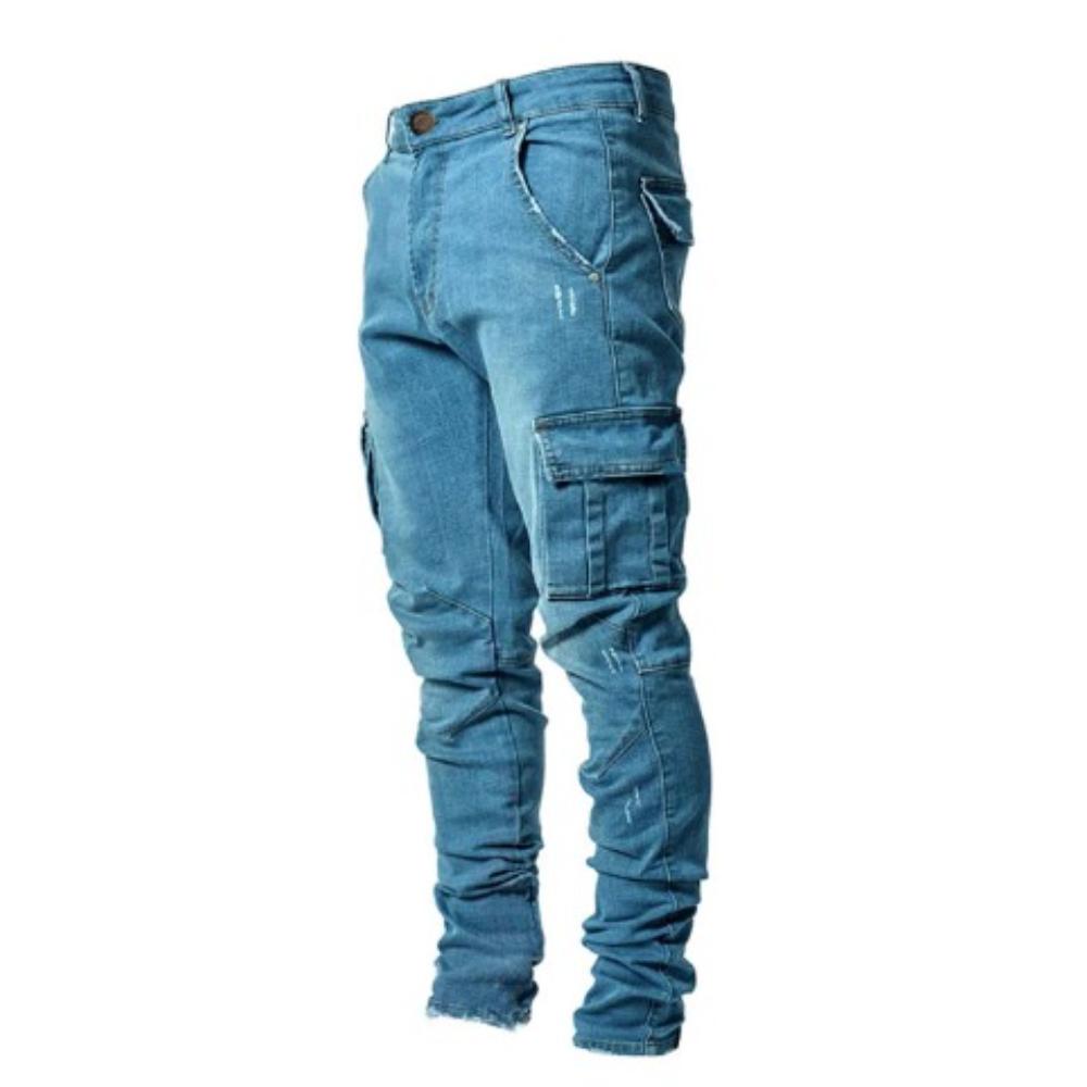 Cargo Jeans - Rugged - Regular Fit - Cargo Pants - Men's Jeans-Chaps London-Blue-S-Chaps London