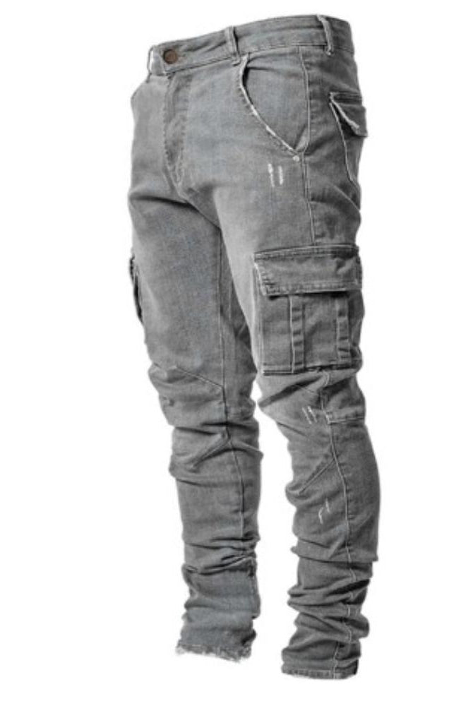 Cargo Jeans - Rugged - Regular Fit - Cargo Pants - Men's Jeans-Chaps London-Gray-S-Chaps London