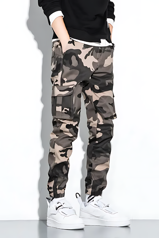 Cargo Joggers | Camouflage | Slim Fit | Cargo Pants | Men's Pants -Men's long pants-Chaps London-Khaki-M-Chaps London