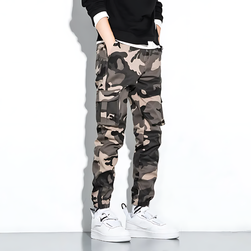 Cargo Joggers | Camouflage | Slim Fit | Cargo Pants | Men's Pants -Men's long pants-Chaps London-Khaki-M-Chaps London