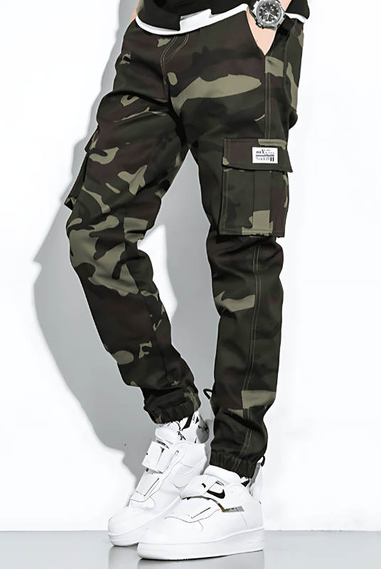 Cargo Joggers | Camouflage | Slim Fit | Cargo Pants | Men's Pants -Men's long pants-Chaps of London-Army Green-M-Chaps of London