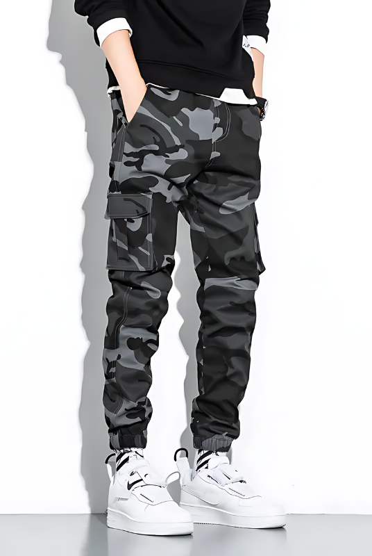 Cargo Joggers | Camouflage | Slim Fit | Cargo Pants | Men's Pants -Men's long pants-Chaps of London-Gray-M-Chaps of London