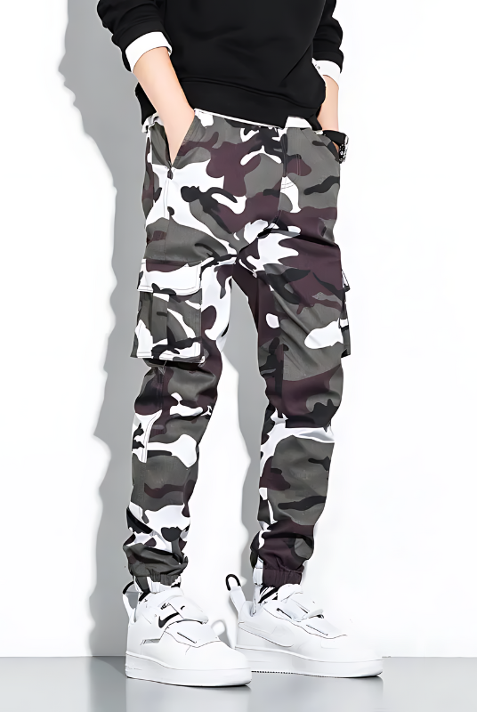 Cargo Joggers | Camouflage | Slim Fit | Cargo Pants | Men's Pants -Men's long pants-Chaps of London-White-M-Chaps of London
