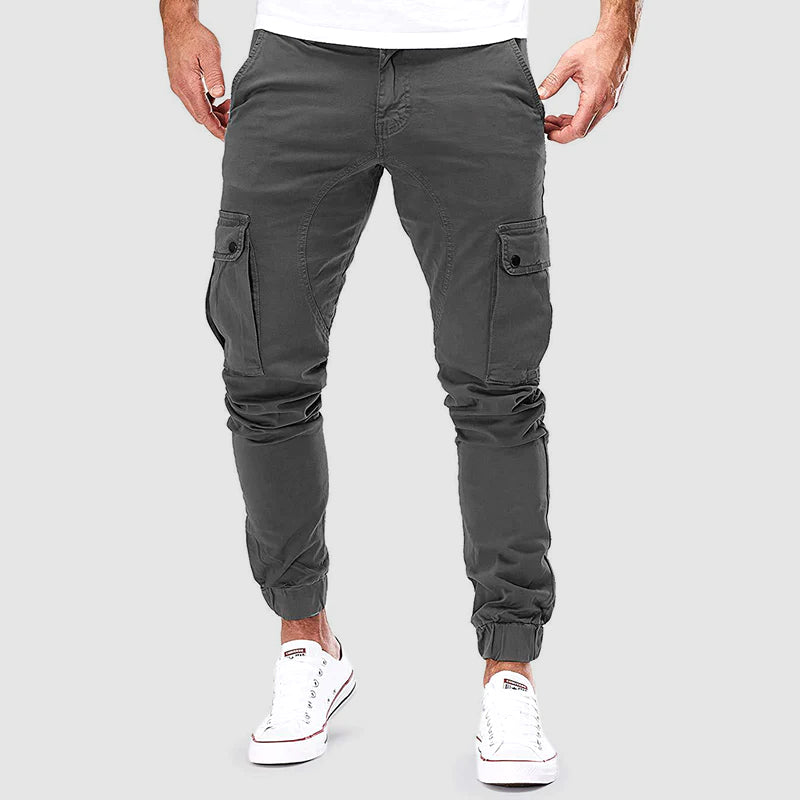 Cargo Joggers - Slim Fit - Pockets - Cargo Pants - Men's Pants-Chaps London-Gray-M-Chaps London