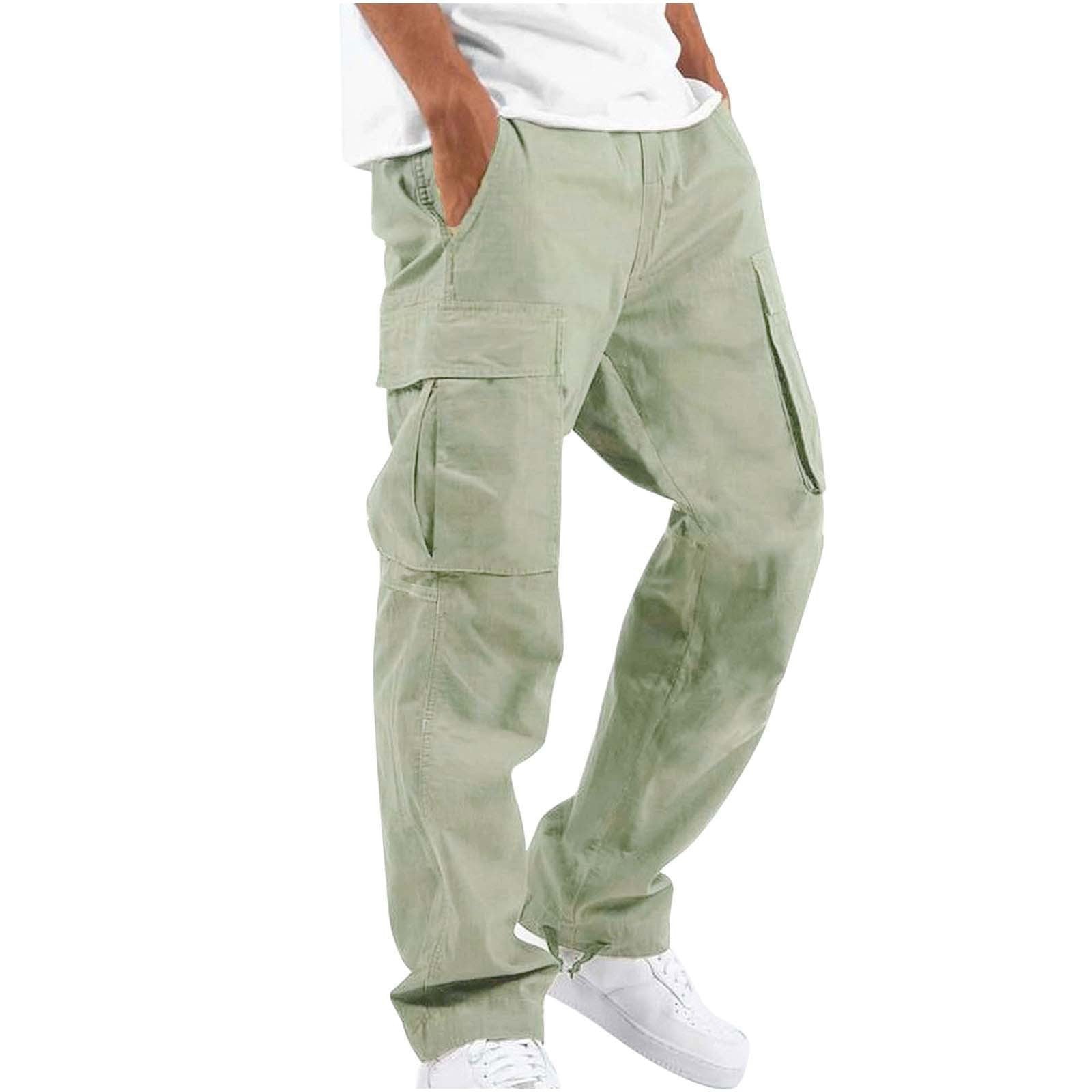 Cargo Pants - Men's Casual Baggy Loose Fit Cargo Trousers-Men's Cargo Pants-Chaps London-Light Green-S-Chaps London