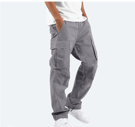 Cargo Pants - Men's Straight Leg Loose Fit Cargo Pants-Cargo pants, Pantalon-Chaps London-Gray-S-Chaps London