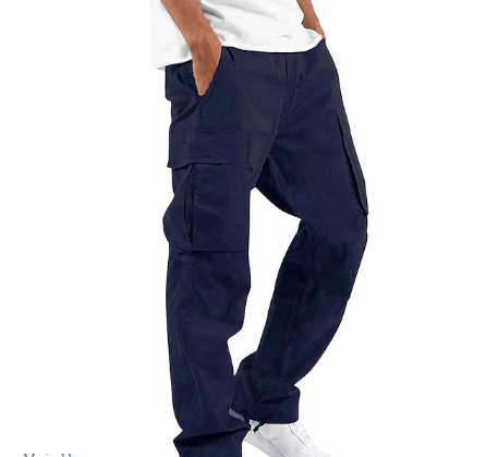 Cargo Pants - Men's Straight Leg Loose Fit Cargo Pants-Cargo pants, Pantalon-Chaps London-Navy Blue-S-Chaps London