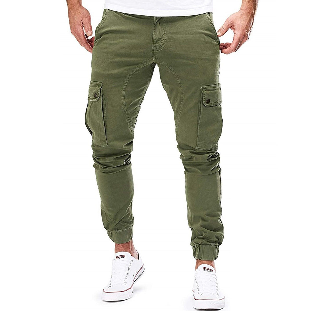 Cargo Pants - Skinny - Drawstring - Cargo Joggers - Men's Trousers-Fashion Men Pants Cargo All-year-Chaps London-Green-S-Chaps London