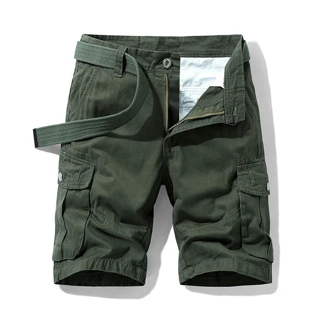 Cargo Short - Men's Casual Long Cargo Shorts with Pockets-Chaps London-Green-30-Chaps London