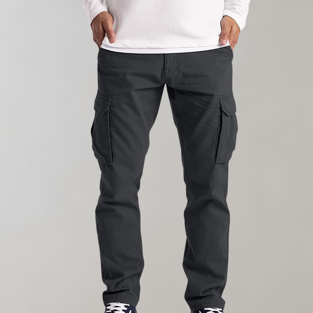 Cargo Trousers - Men's Straight Leg Leisure Trousers-Cargo Pants-Chaps London-Dark Gray-S-Chaps London